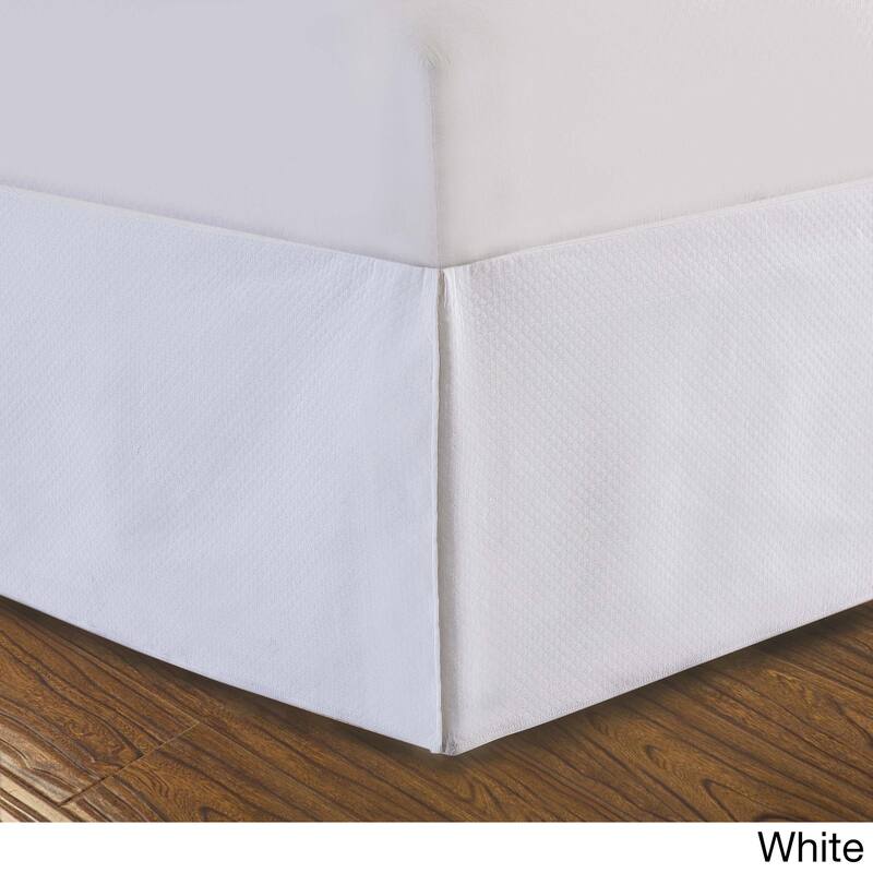 DreamSpace Diamond Matelasse Tailored 14-inch Bedskirt - White - Full