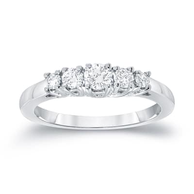Auriya 5-Stone Round Diamond Wedding Band 1/2ct TDW 14k Gold
