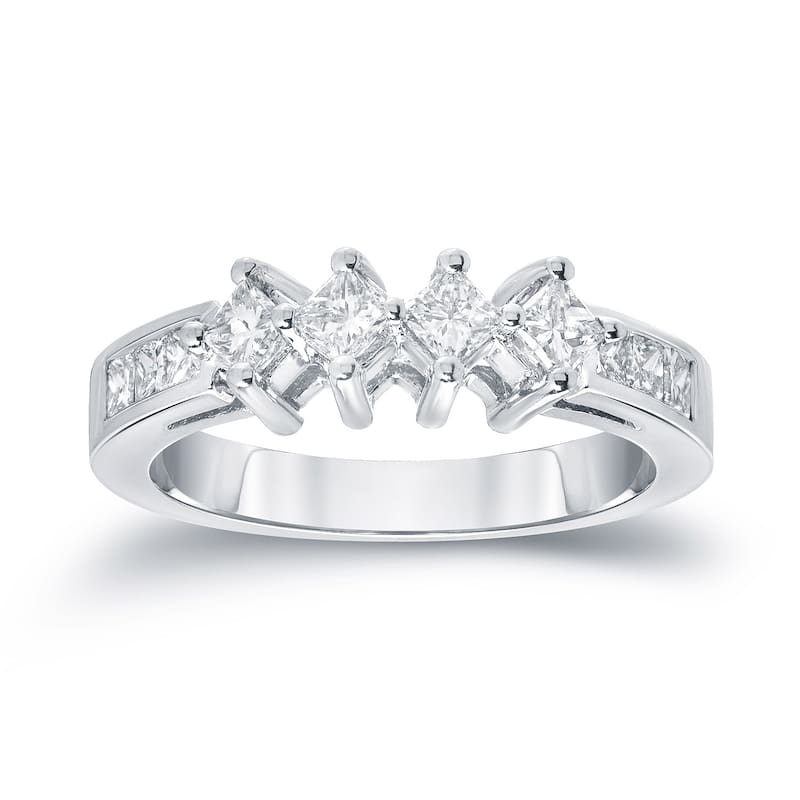 Auriya 14k Gold 1ctw Unique Princess-Cut Diamond Wedding Band