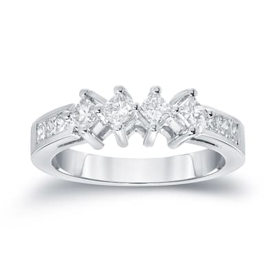 Auriya 14k Gold 1ctw Unique Princess-Cut Diamond Wedding Band