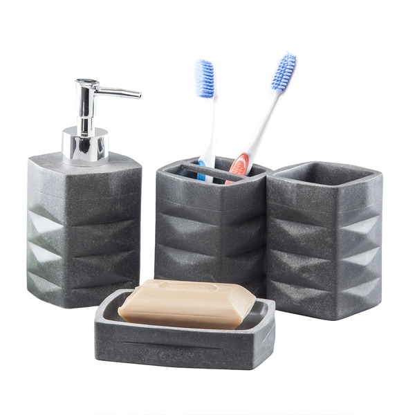 Shop Resin 4-Piece Bathroom Accessory Set - Black - Free ...