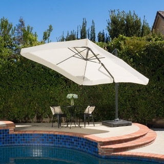Link to Outdoor Merida 9.8-foot Canopy Umbrella with Base by Christopher Knight Home Similar Items in Patio Furniture
