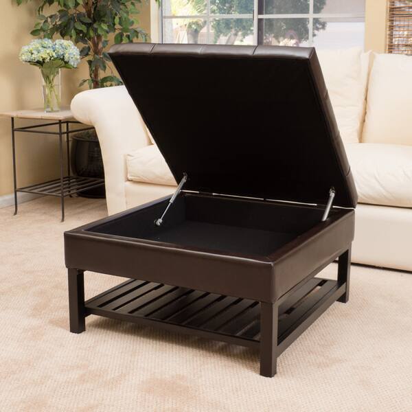Miriam Wood Square Storage Ottoman Bench With Bottom Rack By Christopher Knight Home On Sale Overstock 10591229