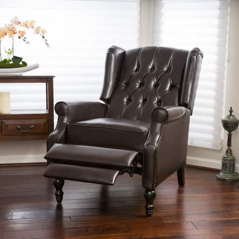Walter Brown Bonded Leather Recliner Club Chair by Christopher Knight Home