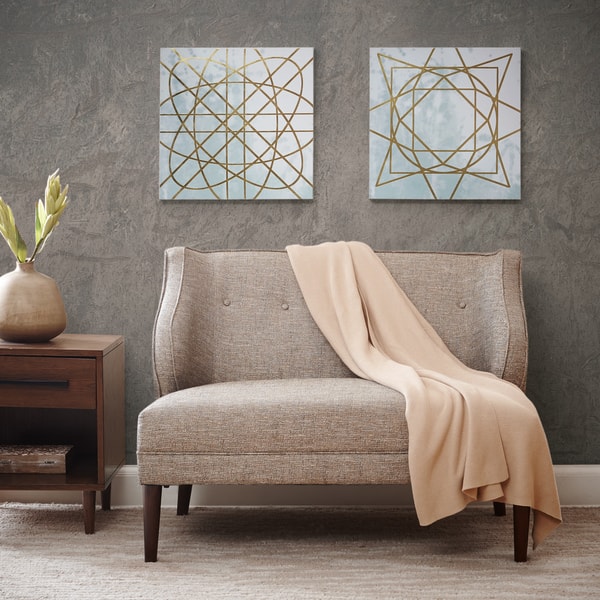 slide 2 of 6, Madison Park Arctic Geometric Printed Canvas with Gold Foil Embellishment (Set of 2)