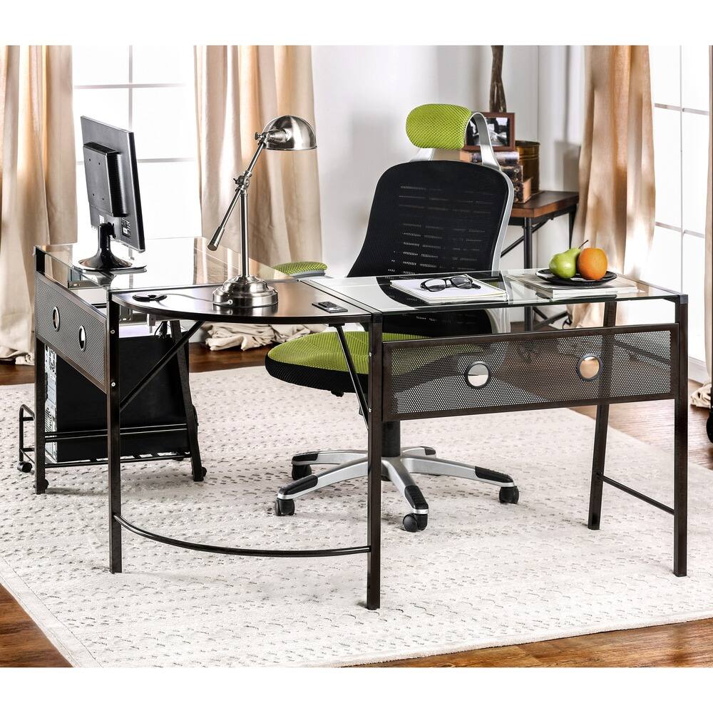 Furniture of America Kriston Modern Metal L-shaped Computer Desk