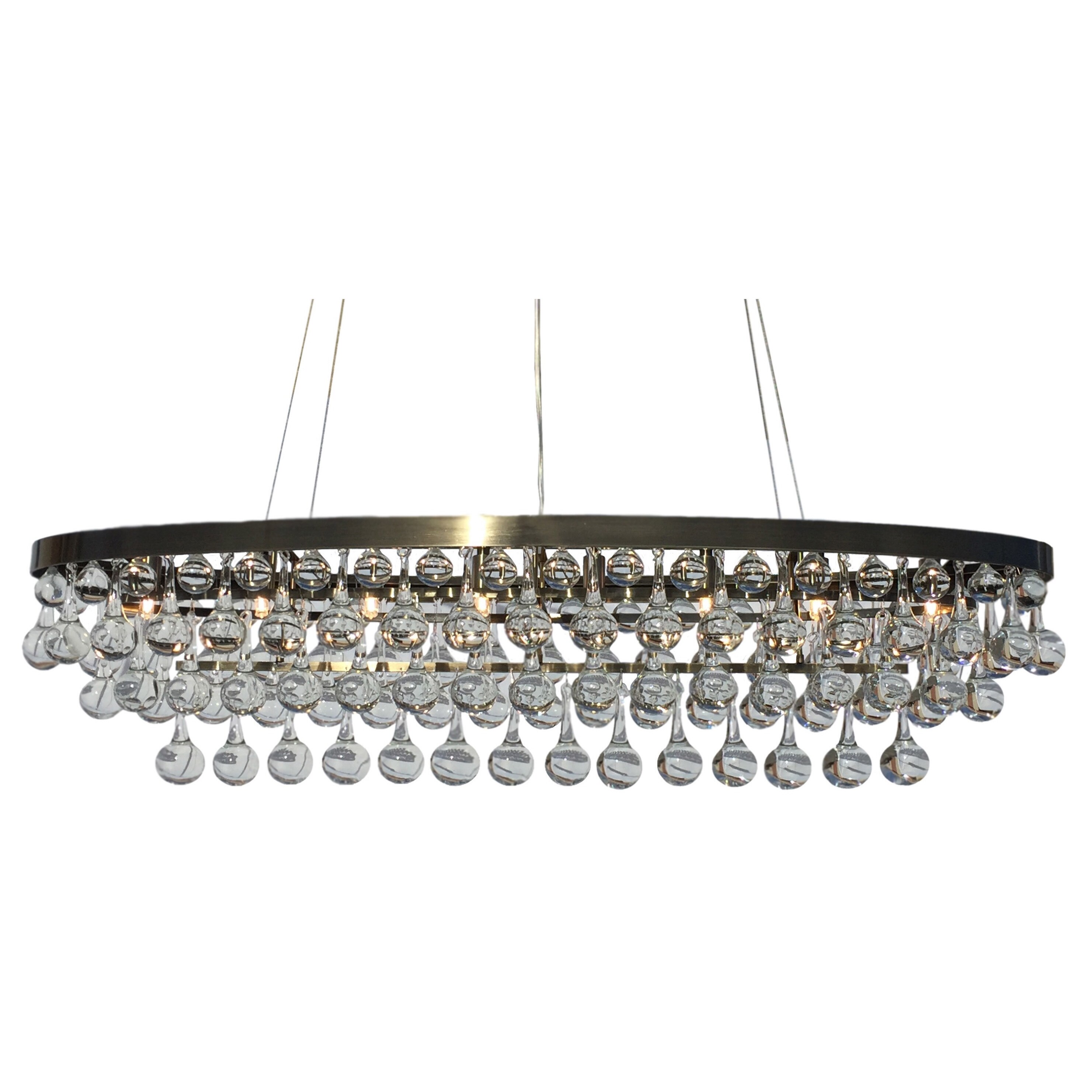 Celeste Rectangular Oval Glass Drop Crystal Chandelier, Antique Brass - N/A (Celeste Rectangular Oval Chandelier, Antique Brass) - Chandeliers For Bedrooms by Overstock.com
