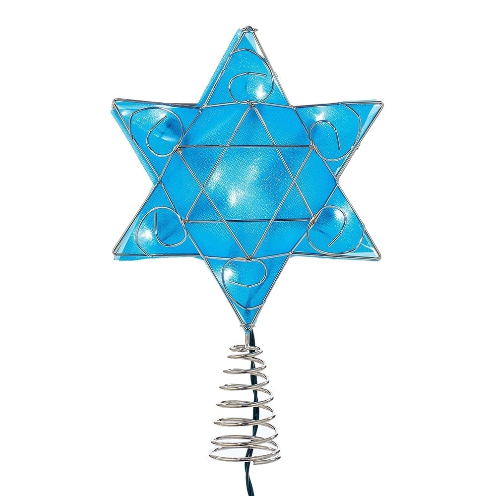 Kurt Adler UL 10-Light LED Silver and Blue Shimmer Star Treetop