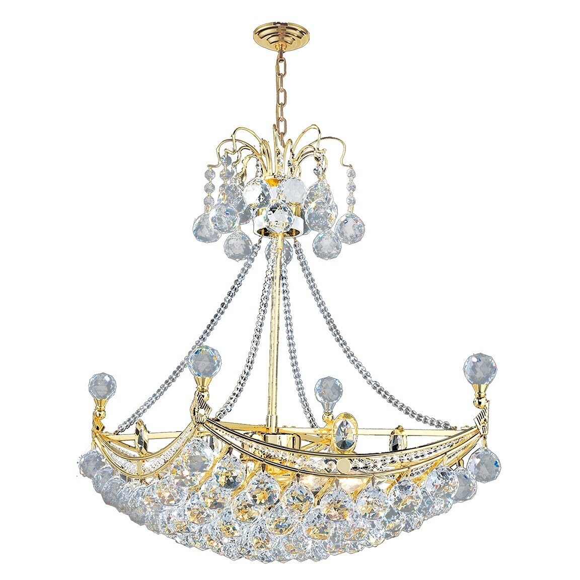 French Empire Collection 6 Light Gold Finish and Clear Crystal Umbrella Chandelier 24" (6 Light Chandelier) - Chandeliers For Bedrooms by Overstock.com