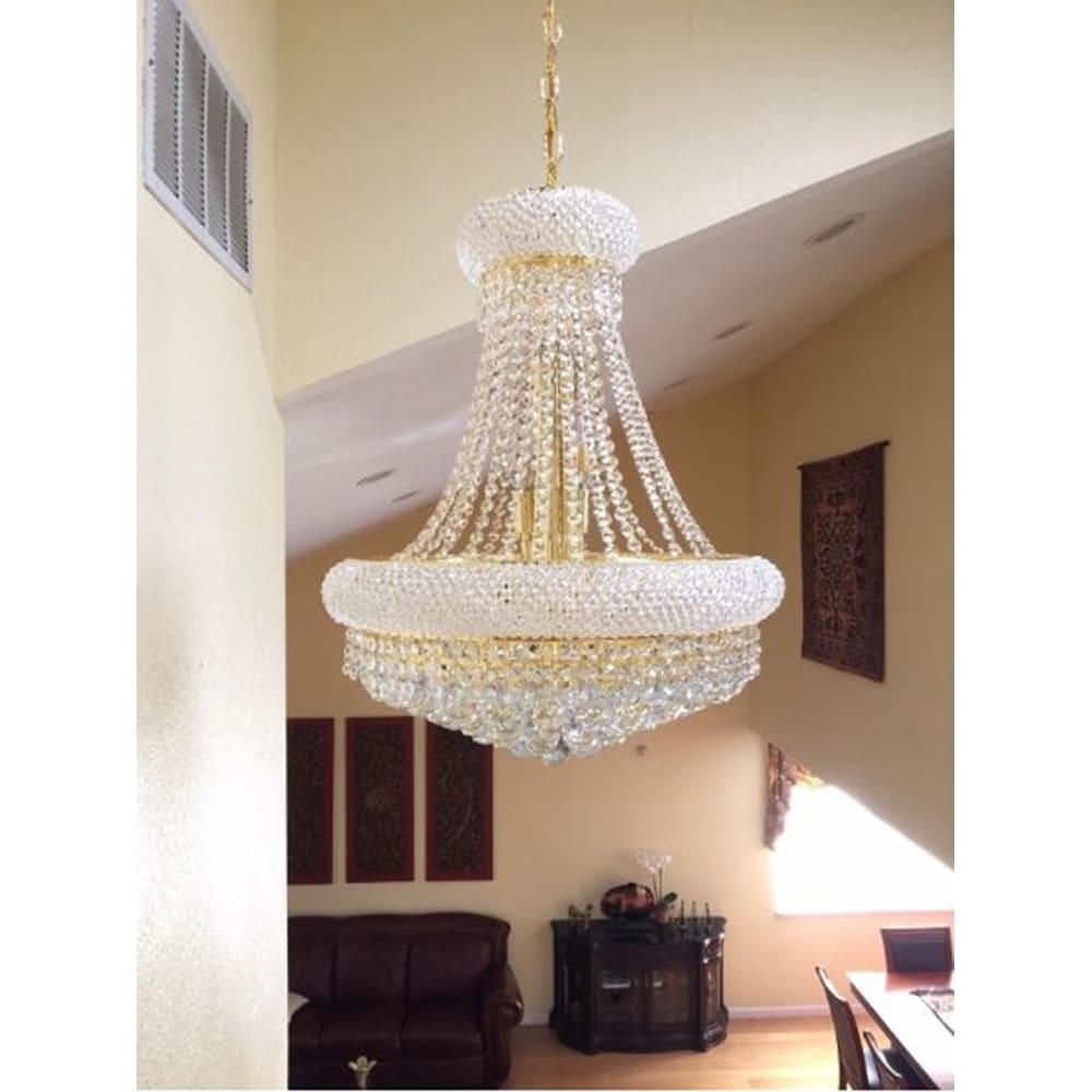 French Empire Collection 14 Light Gold Finish and Clear Crystal Chandelier 20" x 26" (14 Light Chandelier) - Chandeliers For Bedrooms by Overstock.com