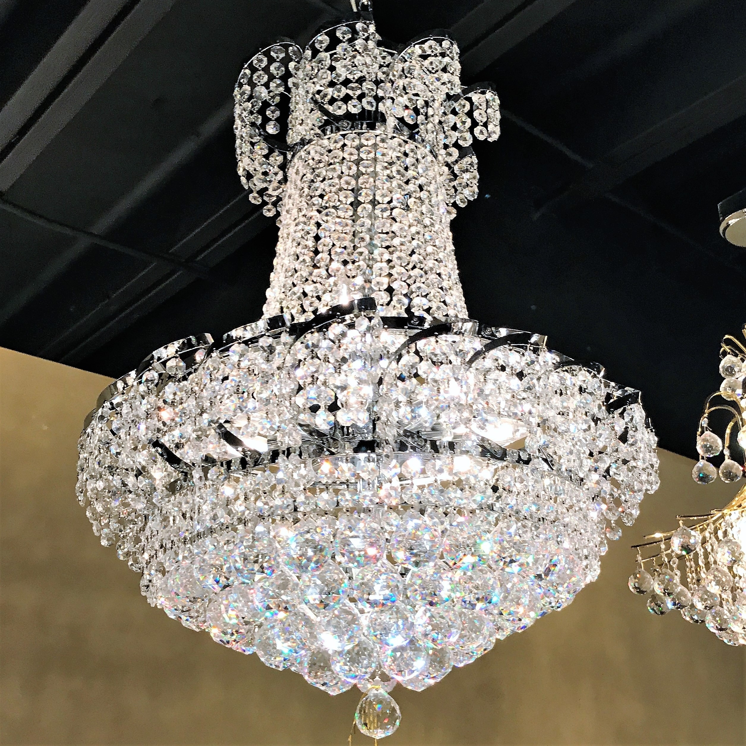 French Empire Collection 11 light Chrome Finish with Clear Crystal Chandelier 22" x 26" (11 Light Chandelier) - Chandeliers For Bedrooms by Overstock.com