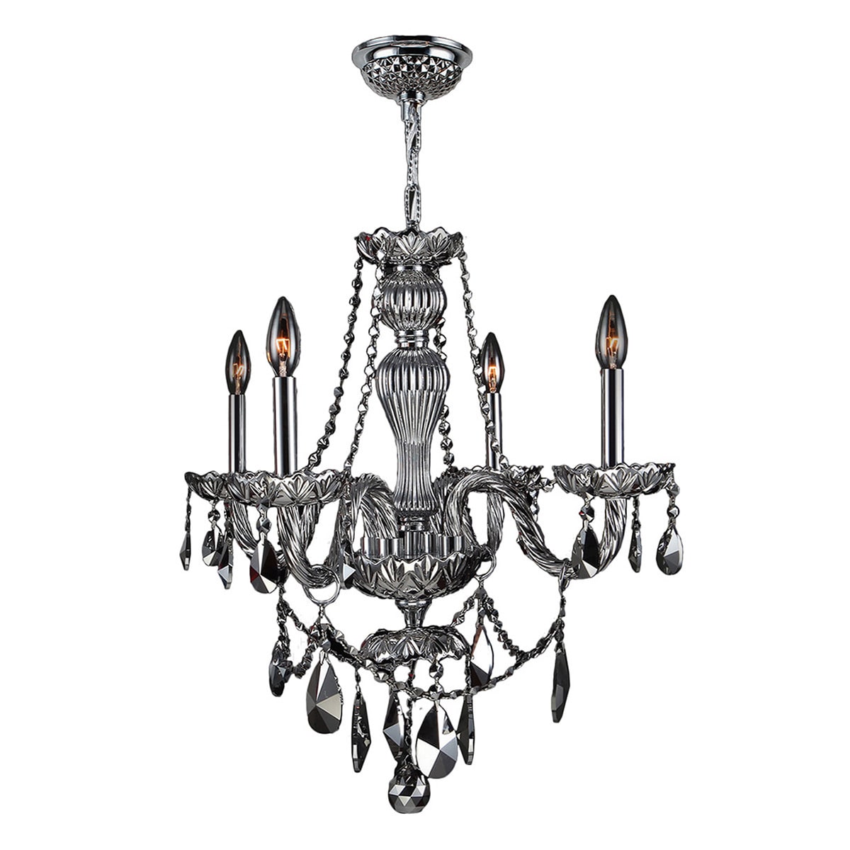 Venetian Italian Style 4-light Chrome Finish and Chrome Crystal 23 x 25-inch Chandelier (4 Light Chandelier) - Chandeliers For Bedrooms by Overstock.com