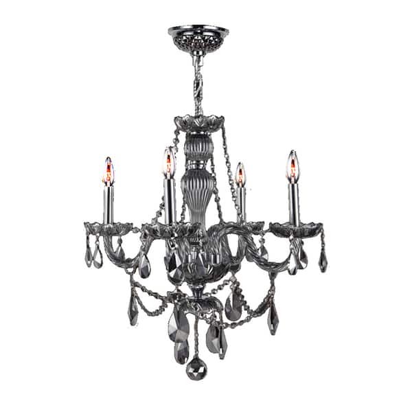 Venetian Italian Style 4 Light Smoke Crystal 23 X 25 Inch Chandelier Chrome Venetian Italian Style 4 Light Smoke Crystal 23 X 25 Inch Chandelier Chrome