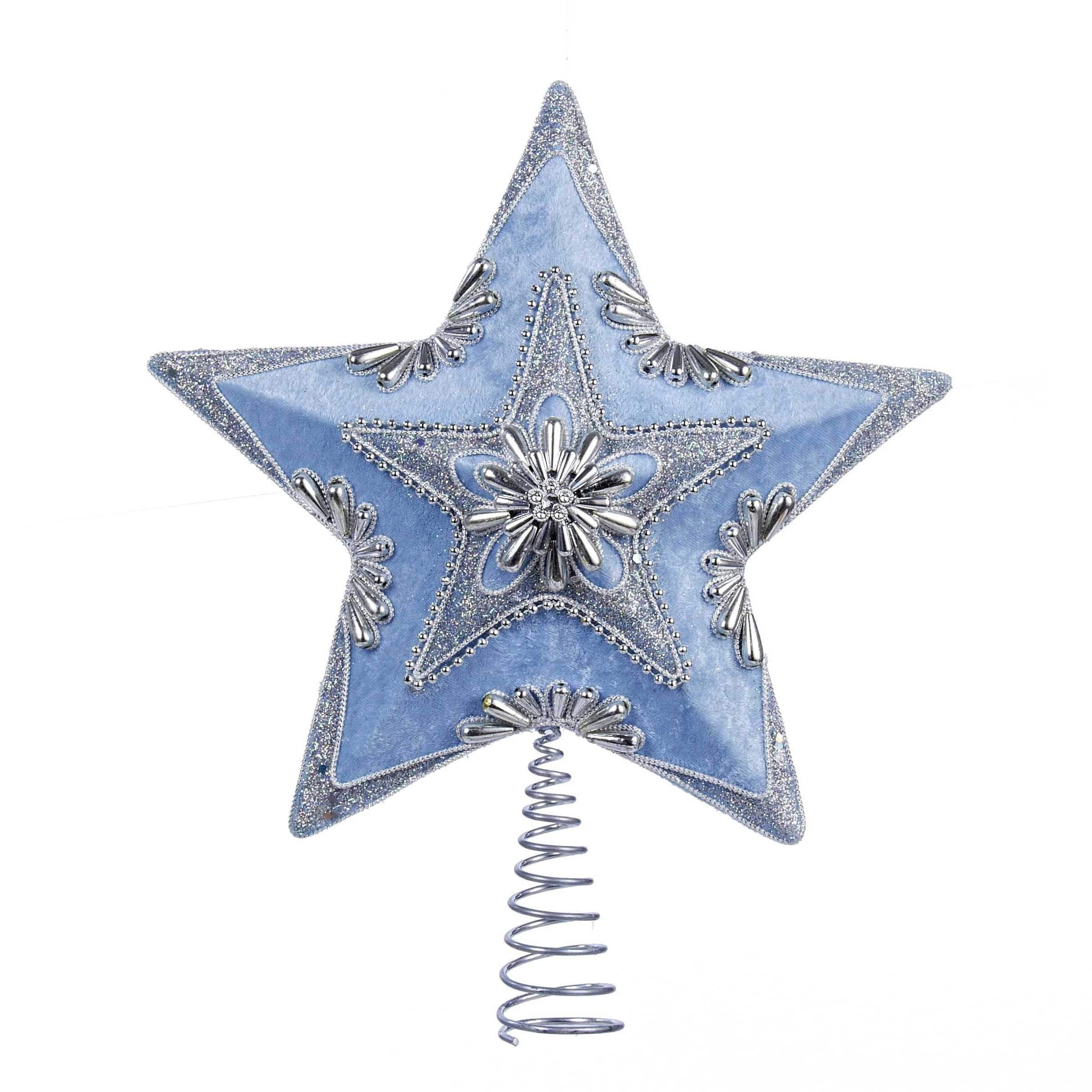 Kurt Adler 13.5-inch Pale Blue And Silver Star Treetop - Bed Bath 