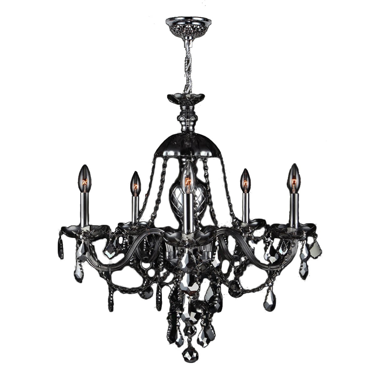 Venetian Italian Style 5-light Chrome Finish and Smoke Crystal 25 x 28-inch Chandelier (5 Light Chandelier) - Chandeliers For Bedrooms by Overstock.com