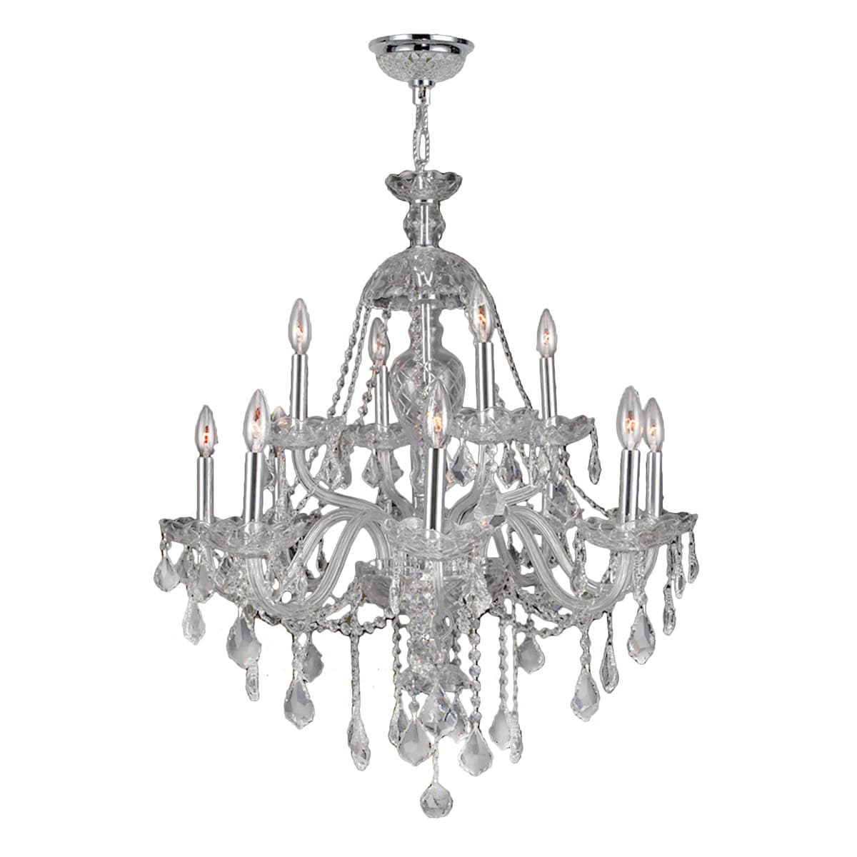 Venetian Italian Style 12-light Chrome Finish and Clear Crystal 2-tier 28 x 31-inch Chandelier (12 Light Chandelier) - Chandeliers For Bedrooms by Overstock.com