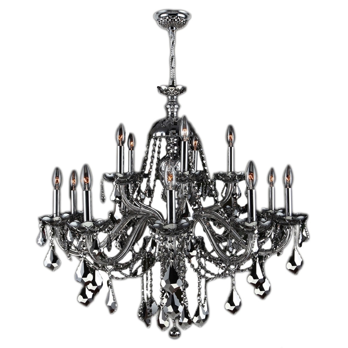 Venetian Italian Style 15-light Chrome Finish and Chrome Crystal 2-tier 25 x 31-inch Chandelier (15 Light Chandelier) - Chandeliers For Bedrooms by Overstock.com