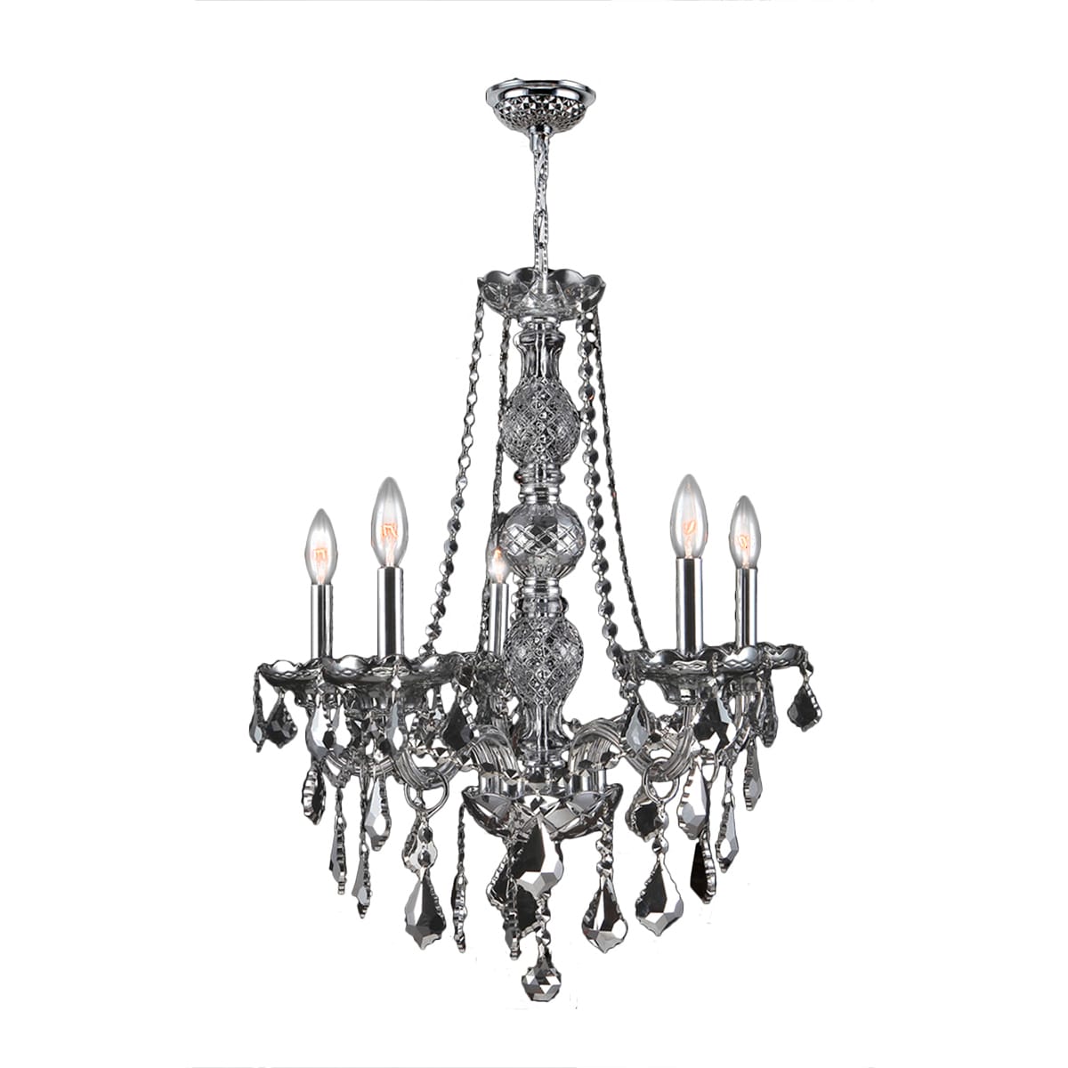 Venetian Italian Style 5-light Chrome Finish and Chrome Crystal 21 x 26-inch Chandelier (5 Light Chandelier) - Chandeliers For Bedrooms by Overstock.com
