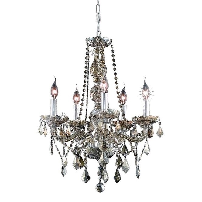 Venetian Italian 5-light Golden Teak Crystal 21 x 26-inch Medium Chandelier (5 Light Chandelier) - Chandeliers For Bedrooms by Overstock.com