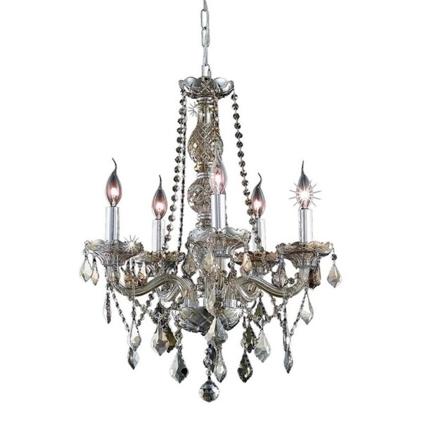 Venetian Italian 5-light Golden Teak Crystal 21 x 26-inch Medium Chandelier