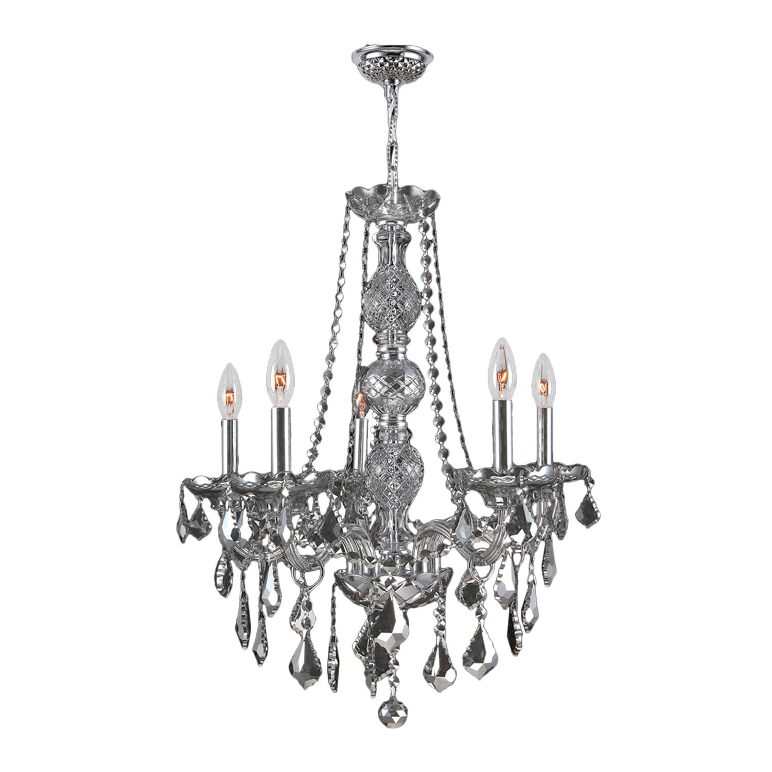 Venetian Italian Style 5-light Smoke Crystal 21 x 26-inch Chandelier Medium (5 Light Chandelier) - Chandeliers For Bedrooms by Overstock.com