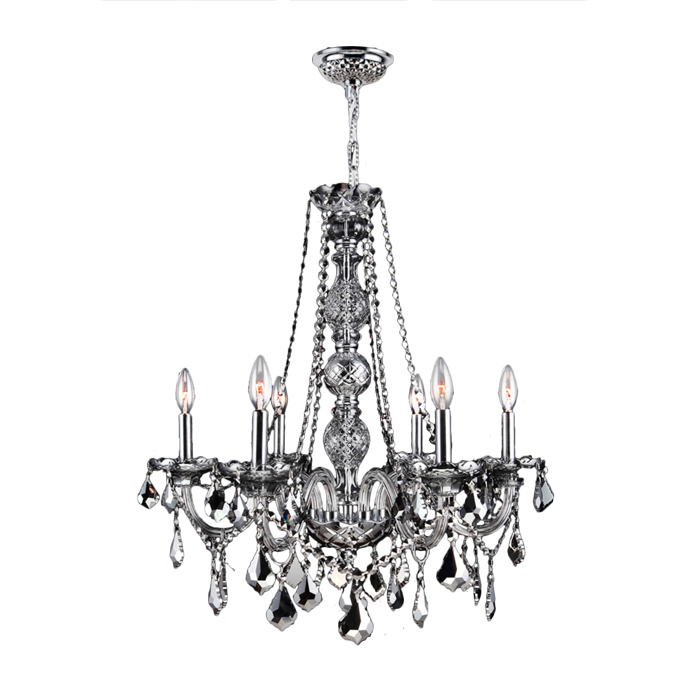 Venetian Italian Style 6-light Chrome Finish and Chrome Crystal 24 x 28-inch Chandelier (6 Light Chandelier) - Chandeliers For Bedrooms by Overstock.com