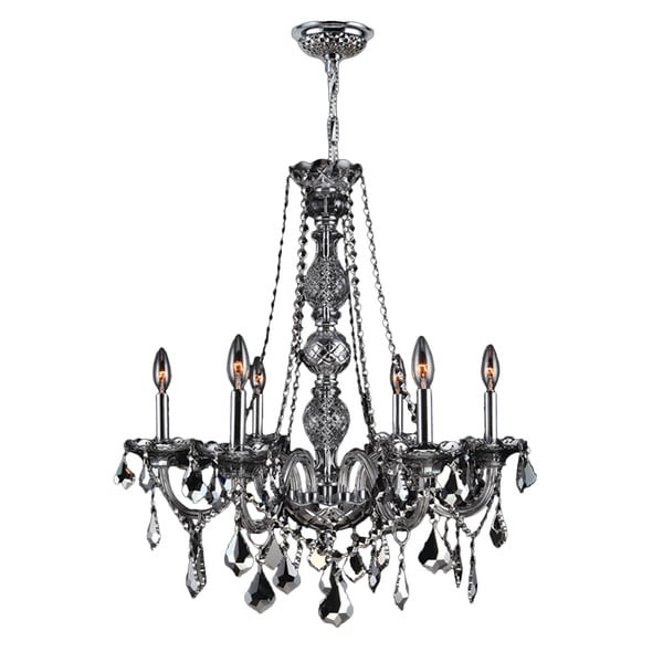 Venetian Italian Style 6 Light Chrome Finish And Smoke Crystal Venetian Italian Style 6 Light Chrome Finish And Smoke Crystal 24 X 28 Inch