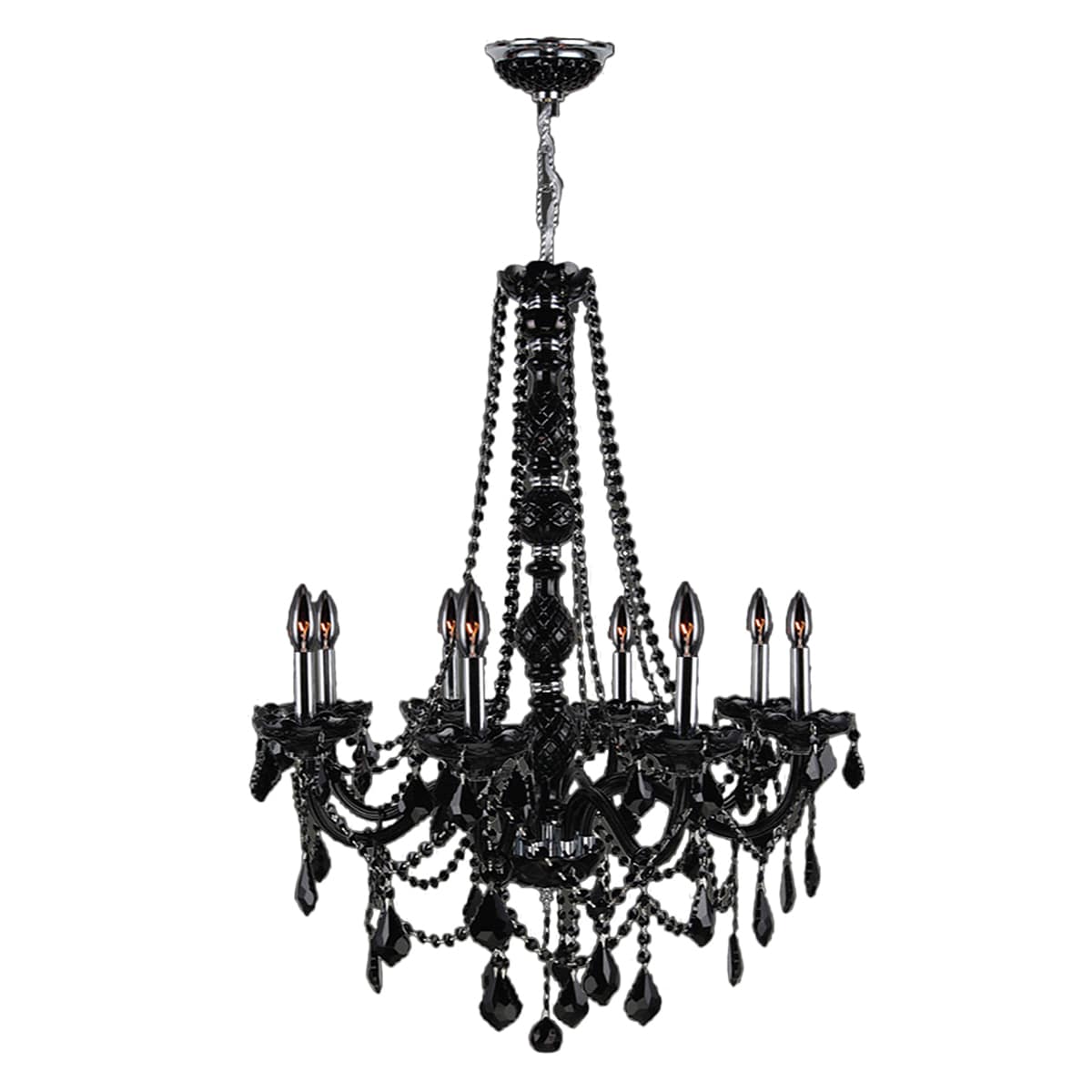 Venetian Collection 8 light Chrome Finish and Black Crystal Chandelier 28" x 34" (8 Light Chandelier) - Chandeliers For Bedrooms by Overstock.com