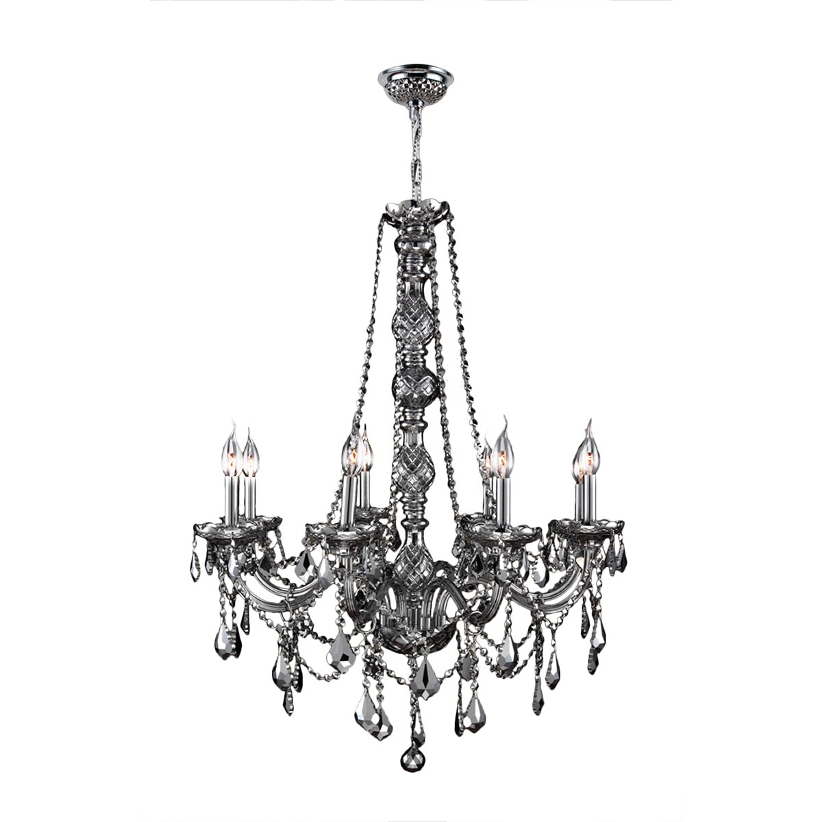 Venetian Collection 8 Light Chrome Finish and Chrome Crystal Chandelier 28" x 34" (8 Light Chandelier) - Chandeliers For Bedrooms by Overstock.com
