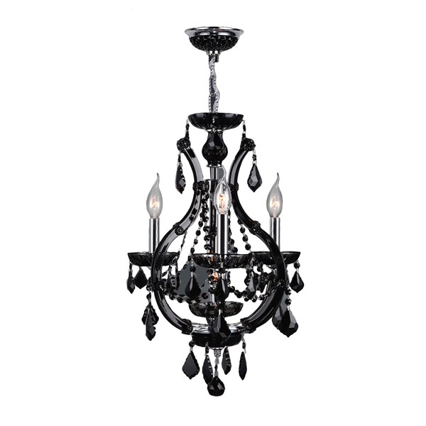 CLEARANCE Maria Theresa 6 Light Chrome Finish Black Crystal Chandelier 20"x19" Chandeliers