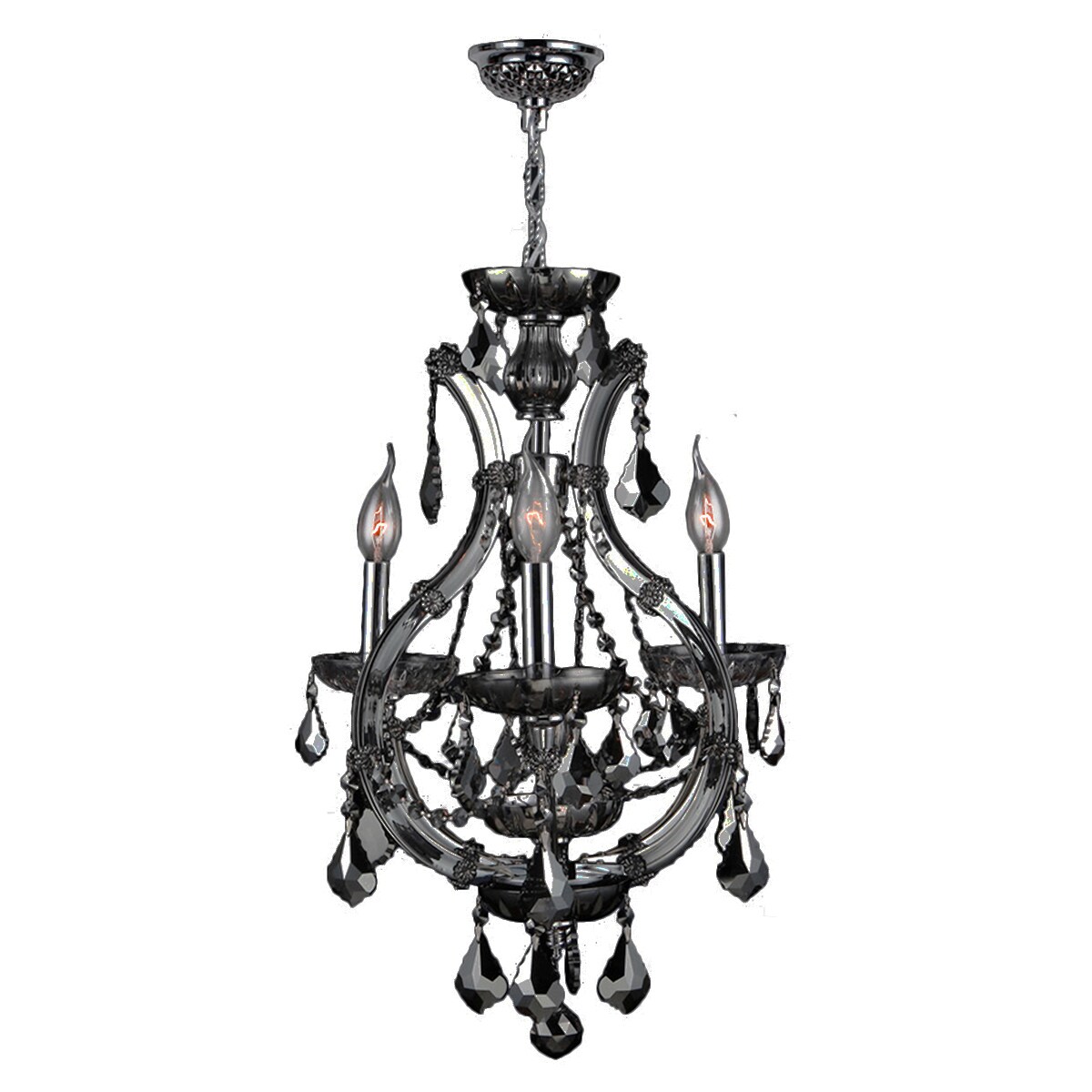Maria Theresa Collection 4 Light Chrome Finish and Smoke Crystal Mini Chandelier 16" x 26" (4 Light Chandelier) - Chandeliers For Bedrooms by Overstock.com