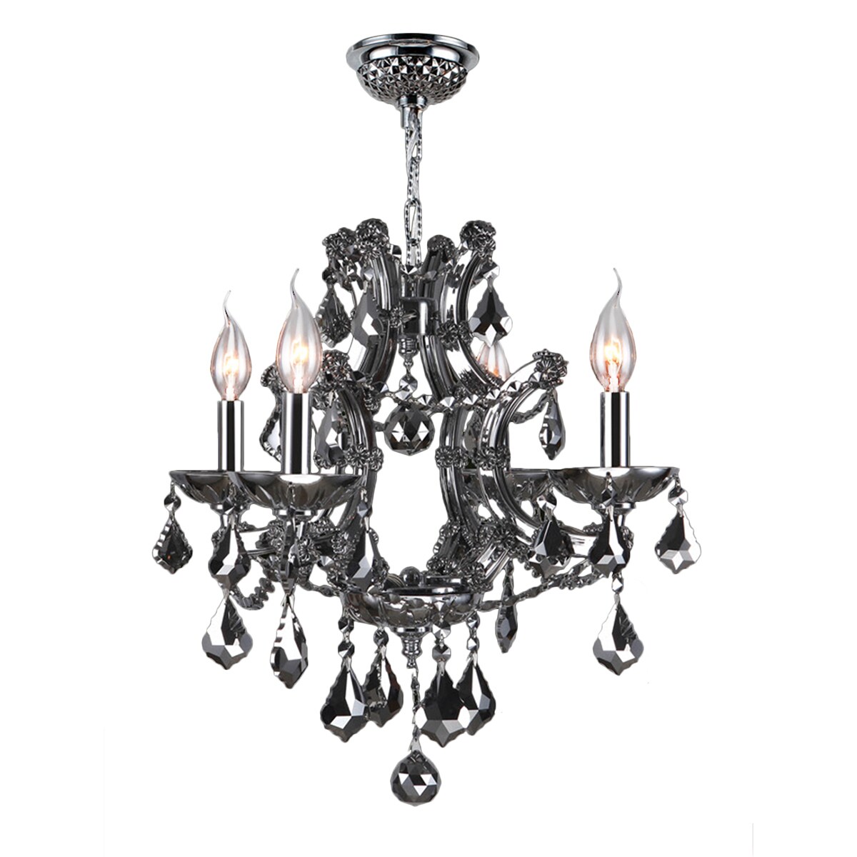 Maria Theresa Collection 4 Light Chrome Finish and Chrome Crystal Chandelier 19" x 18" (4 Light Chandelier) - Chandeliers For Bedrooms by Overstock.com