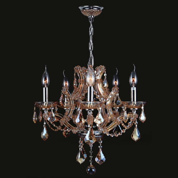 Maria Theresa Collection 5 Light Chrome Finish And Amber Maria Theresa Collection 5 Light Chrome Finish And Amber Crystal Chandelier 19