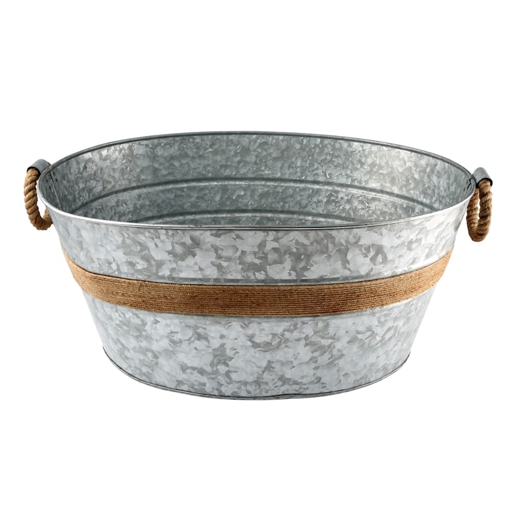 Cambridge Silversmiths Shiloh Galvenized and Rope Beverage Tub