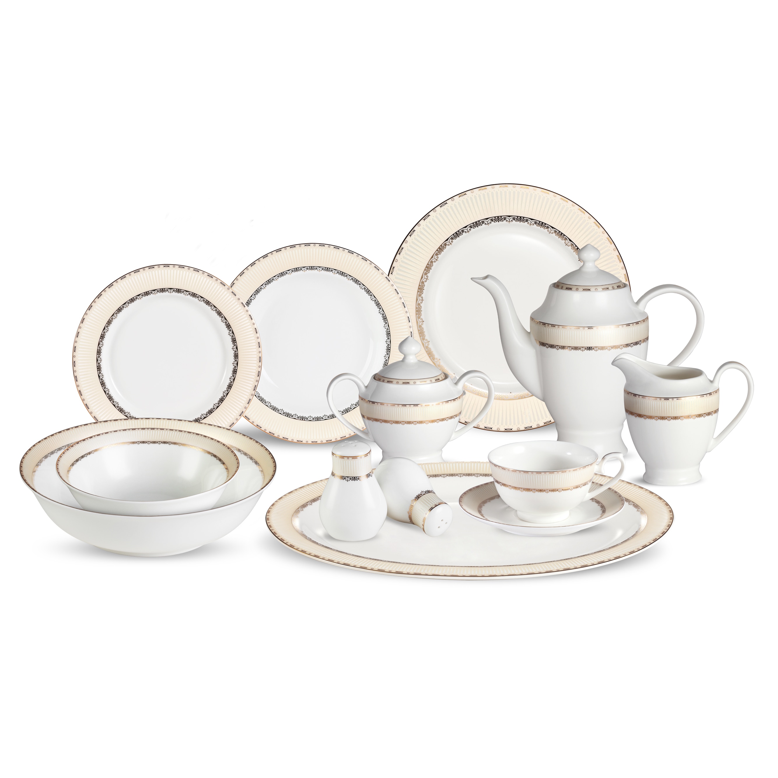 Lorren Home Trends 57-piece Margaret Bone China Dinnerware Set (Service for 8)