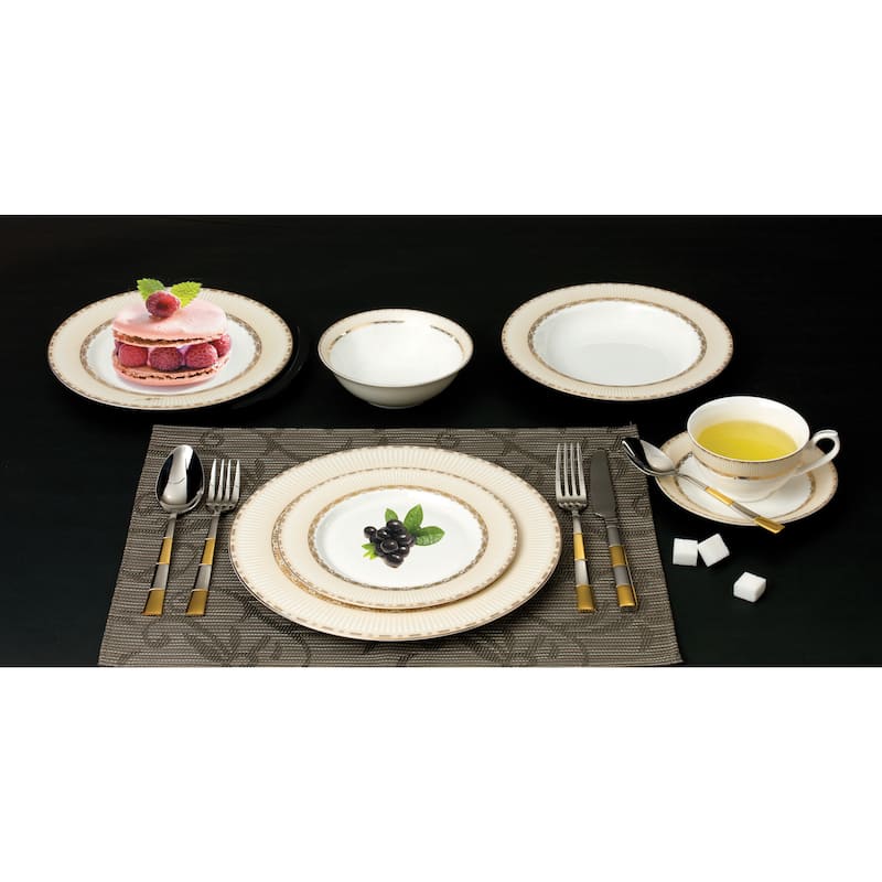 Lorren Home Trends 57-piece Margaret Bone China Dinnerware Set (Service for 8)