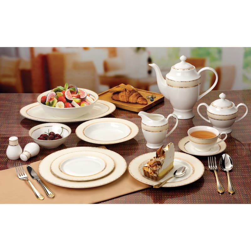 Lorren Home Trends 57-piece Margaret Bone China Dinnerware Set (Service for 8)