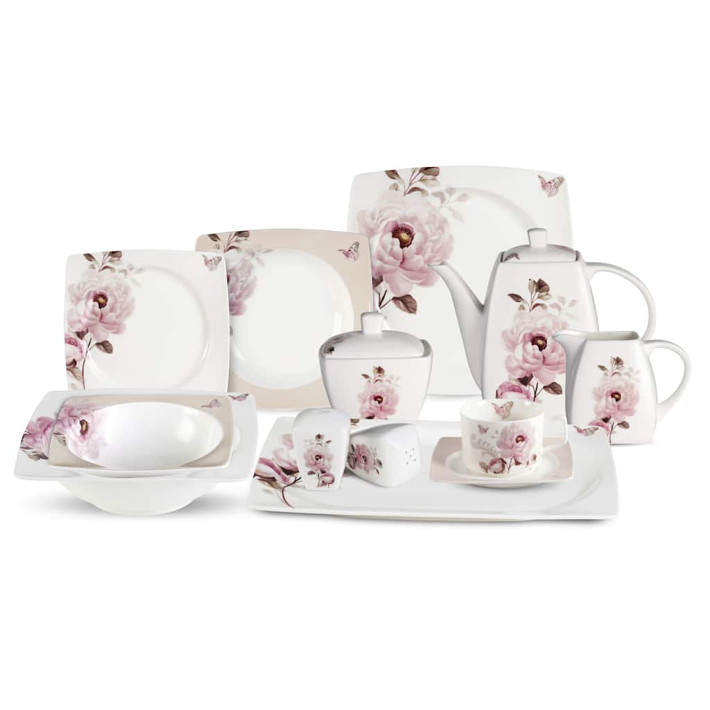 Lorren Home Trends Sophie Bone China Dinnerware Set (Service for 8)