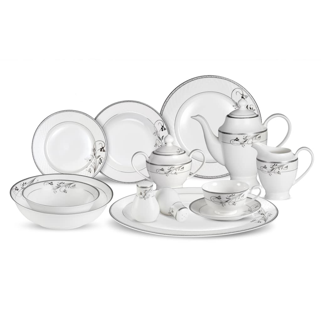 Lorren Home Trends 57-piece Viola Bone China Dinnerware Set (Service for 8)