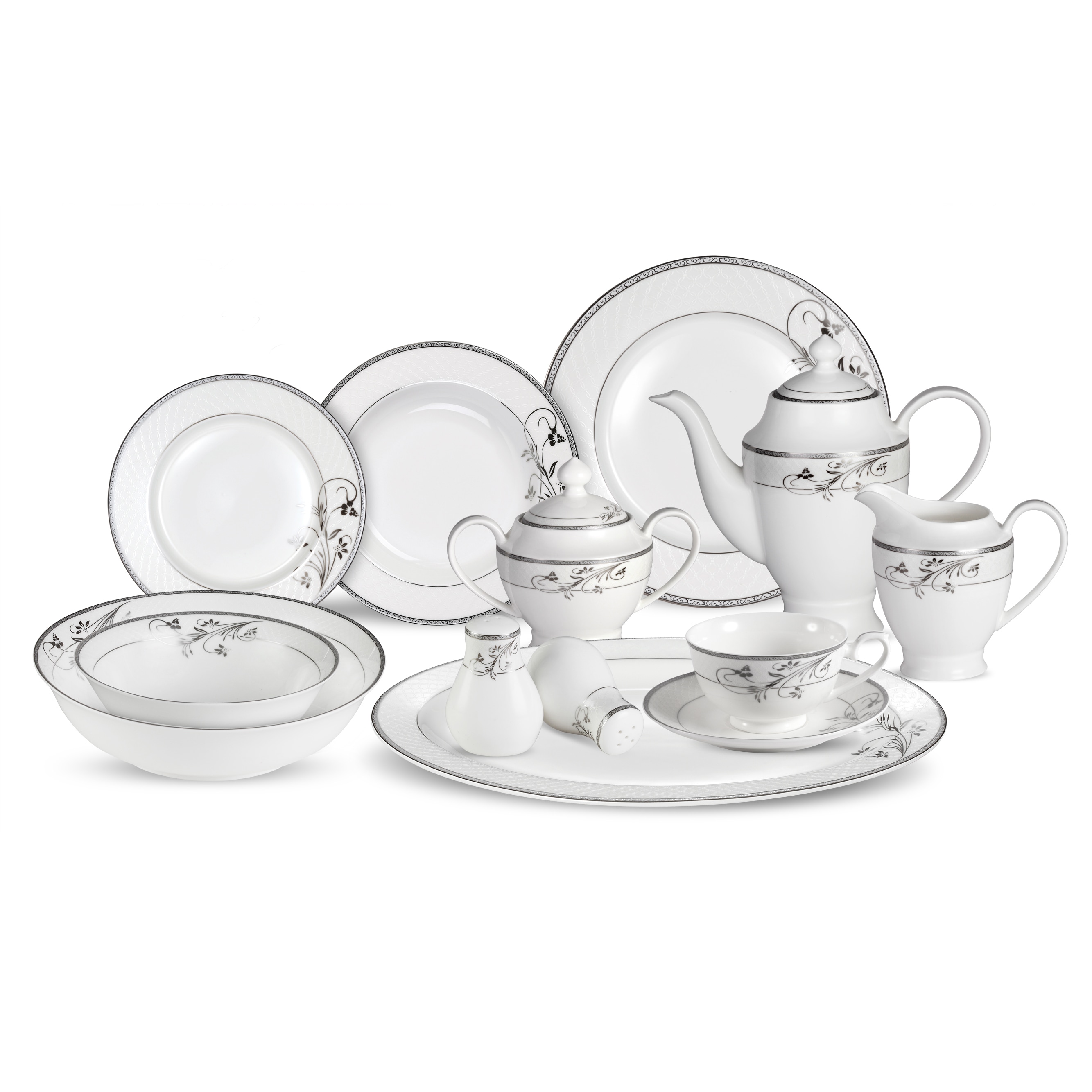 Lorren Home Trends 57-piece Viola Bone China Dinnerware Set (Service for 8)