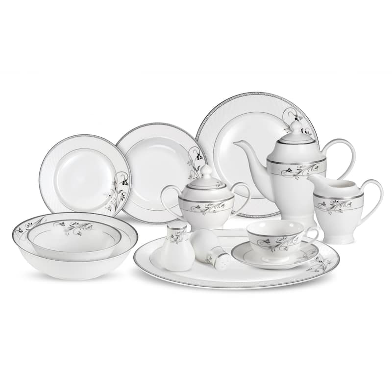 Lorren Home Trends 57-piece Viola Bone China Dinnerware Set (Service for 8)