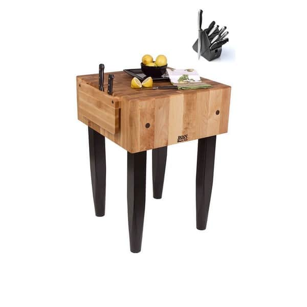 John Boos 30x24 Maple Butcher Block Table and J.A. Henckels 13