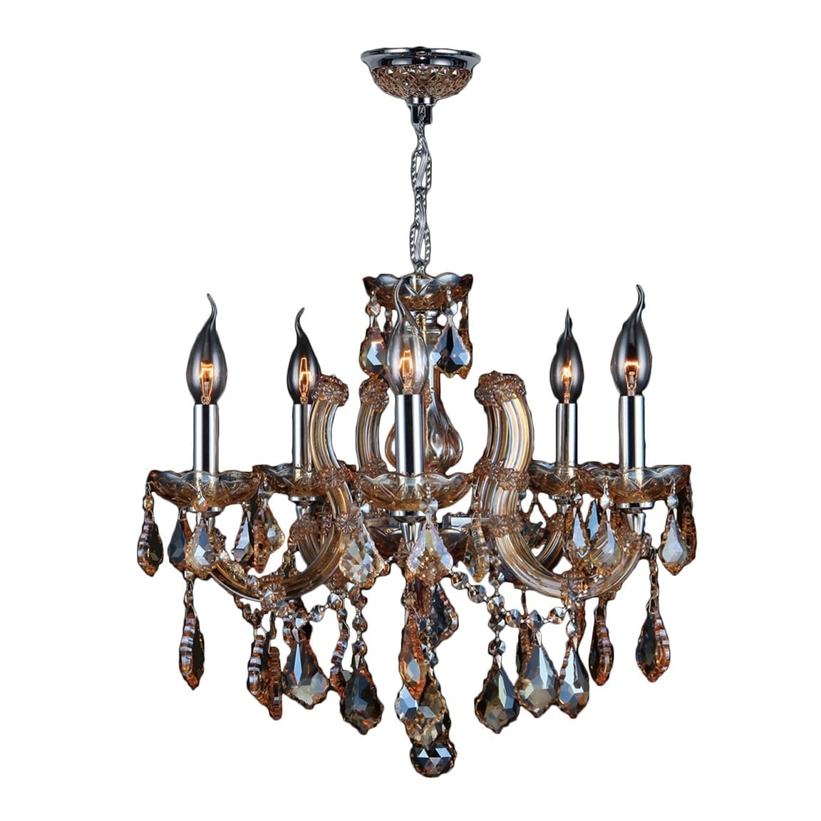 Maria Theresa Collection 5 Light Amber Crystal Chandelier 18" x 18" Medium (5 Light Chandelier) - Chandeliers For Bedrooms by Overstock.com