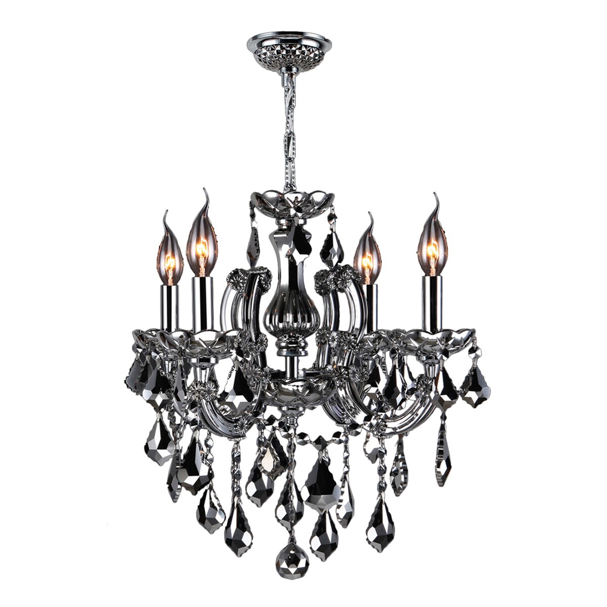 Maria Theresa Collection 4 light Chrome Finish with Chrome Crystal Chandelier 18" x 18" (4 Light Chandelier) - Chandeliers For Bedrooms by Overstock.com