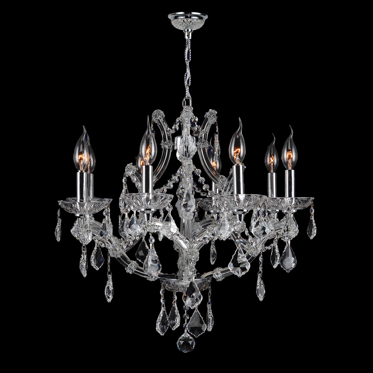 Maria Theresa Collection 8-light Chrome Finish and Clear Crystal 26 x 22-inch Chandelier (8 Light Chandelier) - Chandeliers For Bedrooms by Overstock.com