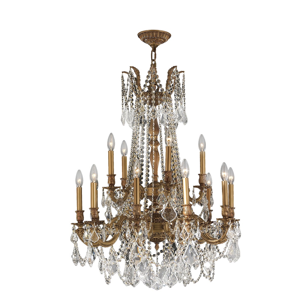 Italian Elegance Collection 15 Light French Gold Finish and Crystal Two 2-tier 28 x 36-inch Ornate Chandelier (15 Light Chandelier) - Chandeliers For Bedrooms by Overstock.com