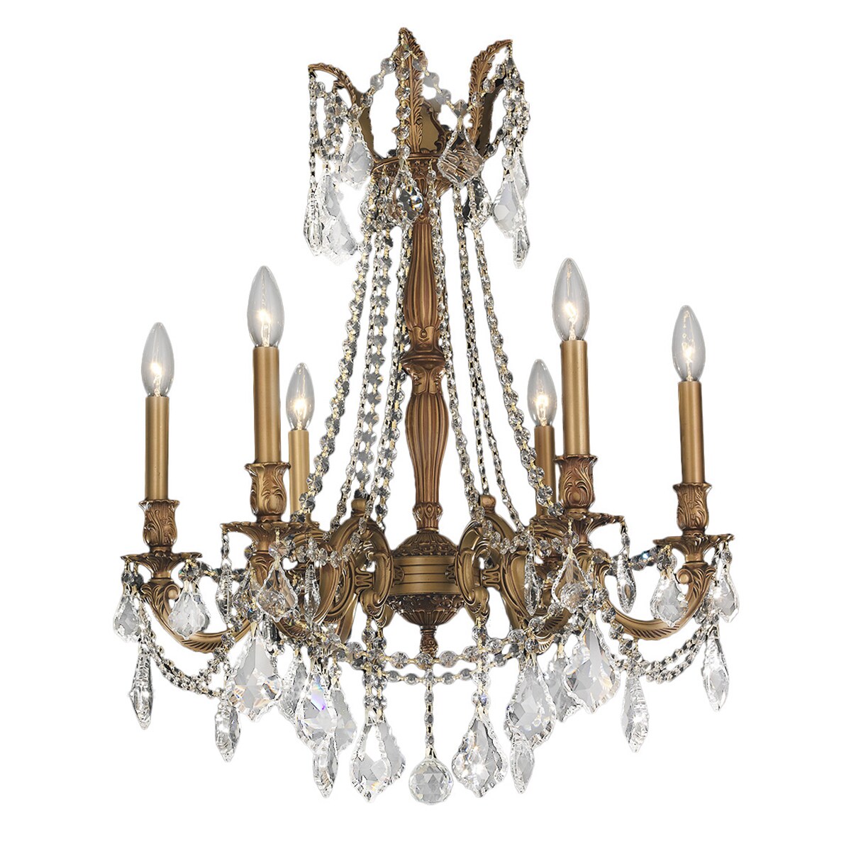 Italian Elegance Collection 6 Light French Gold Finish Crystal Ornate Chandelier 23" x 26" (6 Light Chandelier) - Chandeliers For Bedrooms by Overstock.com