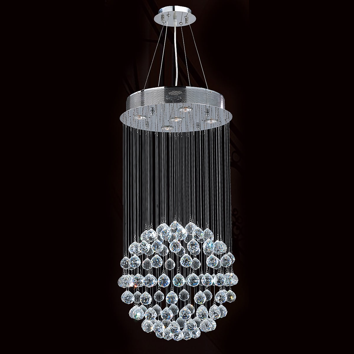 Modern Contemporary 5 light Chrome Finish Full Lead Crystal Galaxy Sphere Ball Chandelier 16" x 32" (5 Light Chandelier) - Chandeliers For Bedrooms by Overstock.com