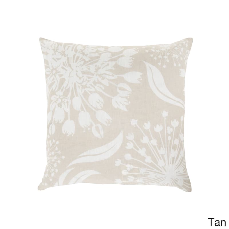 Decorative Cortez Floral 20-inch Throw Pillow - Polyester - Tan