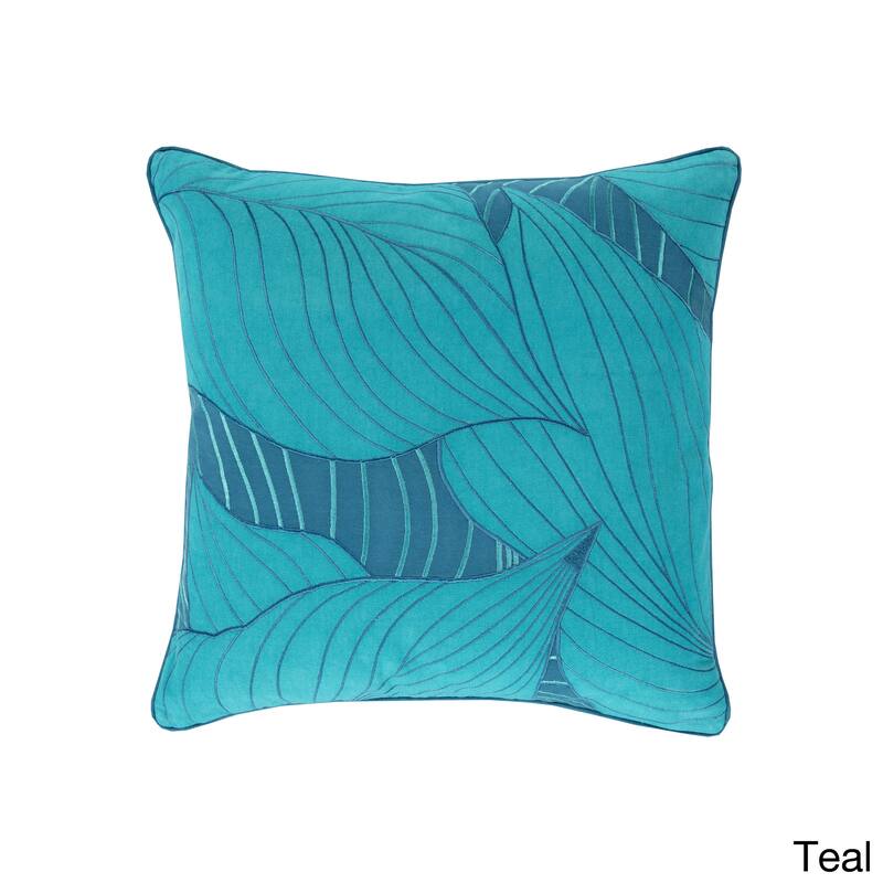 Decorative Cedric Hosta 22-inch Pillow - Polyester - Teal